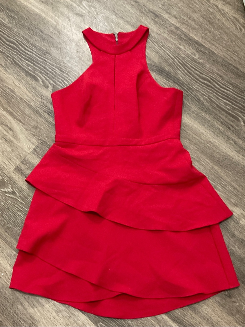 BCBGMaxAzria Girls Red Halter Tiered Dress